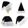 Bérets chapeau de père noël pour adultes et enfants, avec pompon en peluche, confortable, Costume d'halloween, décor de fête de noël (noir) H7EF