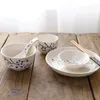 Plates 1 People Tableware 6Pcs Japanese Ceramic Dinner Set Rice Bowl Chopsticks Dish