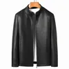 YN-2263 Autumn and Spring Mens Stand Collar Jacket Natural Leather Thin Section Plus Velvet Fashion Jacket Motorcykel Youth 240131