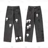 Herenjeans ontwerper ch jeans winter vintage trend casual cross print borduurwerk heren jeans ch met jogging denim print kleding hiphop broek ch