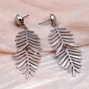 Kolczyki Dangle Bohemian Long Feather Drop for Women Party Trendy European oświadczenie biżuterii retro metalowy prezent