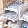 Stackable Wardrobe Drawer Cabinet Organizer Clothes Closet Storage Box Shelves Plastic Layered Partitions Rack 240125