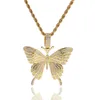 Colares jóias moda 18k banhado a ouro cobre borboleta pingente de luxo homens mulheres bling zircon hip hop colares9698570
