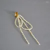 Boucles d'oreilles pendantes en perles d'eau douce, décoration florale féerique, aiguille en argent 925, Design Vintage élégant, goutte