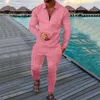 Autum Mens Polo Suit Solid Color Sports Men Set Mesh Printed Streetwear Long Hidees and Pants Hide Casual 240119