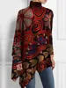 Dames Plus Size Onregelmatige Zoom Blouse Herfst Winter Mode Retro T-shirt met lange mouwen Coltrui Casual losse asymmetrische top 240201