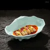 Plates Special-shaped Stone Ceramic Light Spring Blue Glaze Irregular Cold Dish Cooking Soup Bowl Personality Tableware