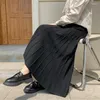 Saias de malha longa mulheres moda coreana saia plissada feminina outono inverno solto midi senhora casual cintura alta t693