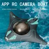 Mini WiFi RC Boat Six-Way Real-Time Transmission Underwater Camera Speedboat Po Video Fjärrkontroll Outdoor Children Toys 240129