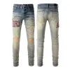Man jeans ontwerper Jean Purple Jeans Brand Skinny Slim Fit Luxury Hole gescheurde Biker -broek Skinny Pant Designer Stack Mens Dames Trend Trend Trousers 951254810