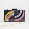 Hot Selling Fashion Rainbow Geometric Pattern Acrylic Dinner Bag Splicing Women's Handheld Dress Bag 240207