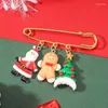 Brosches Acrylic Cartoon Christmas Brooch Badge For Women Girl Santa Claus Snowman Snowflake Elk Socks Pin Festival Holiday Jewelry