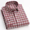 Men's Plaid randig standard-passning Långärmad flanelltröjor Bekväma mjuka borstade 100% bomull tjock casual gingham toppar skjorta 240123