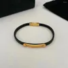 Link pulseiras moda famosa marca de designer preto pulseira de couro homens mulheres casais charme jóias de luxo qualidade superior presente de festa de aniversário