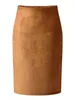 スカートマルチカラー2024女性スカート冬の固形スエードワークウェアパッケージヒップペンシルミディボディコンフェミニナ
