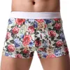 Underbyxor modeavtryck män boxare underkläder sexig u konvex påse penis manliga boxare trosor mjuk mjölk silk homme boxershorts