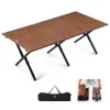 Outdoor Folding Table Wood Grain Aluminum Alloy Egg Roll Table Camping Table Portable Camping Carbon steel Plate Table 240126