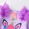 Vestidos de menina vikita meninas tutu vestido crianças unicórnio impressão dos desenhos animados com saia irregular festa de aniversário vestido de baile manga longa