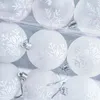 Décoration de fête 6 pièces 7,5 cm 5,5 cm Transparent blanc en plastique boule de Noël ornements incassables décorations d'arbre de Noël suspendus boule
