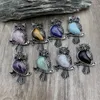 Pendanthalsband 10st antik Ntural läkning Amethysts Rose Quartzs Crystal Stone Vintage Cute Owl My230425