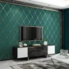 Verde scuro 3D diamante reticolo pelle di daino velluto carta da parati camera da letto soggiorno el moderno e minimalista piastrelle sfondo adesivo da parete 240122