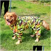 Cão vestuário grande roupas capa de chuva ternos impermeáveis ​​chuva capa pet macacões para cães grandes jaqueta com capuz poncho macacão 6xl gota deliv dhis3