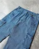 Pantaloni larghi a gamba larga larghi drappeggiati retrò Pantaloni cargo cargo con tasca grande casual Pantaloni Y2k Jeans larghi Uomo Abbigliamento uomo strappato 240129