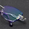 Óculos de sol quadros diamante aparamento óculos moda feminina puro titânio screwless eyewear feminino