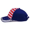 Ball Caps Bling Rhinestone Stripe Stars American Flag Baseball Cap Snap Back Hats dla mężczyzn Kobiety granatowy czerwony czarny