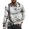 2023 Vintage Print T-shirt 3d Klok Shirt Lange Mouw Casual O Hals 5xl Katoen Oversized Tops Tee Man Kleding 240130