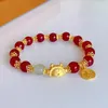 Link pulseiras estilo chinês zodíaco dragão sorte pulseira para mulheres homens traz riqueza saúde boa sorte vermelho frisado casal jóias presentes