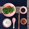 Plates 1 People Tableware 6Pcs Japanese Ceramic Dinner Set Rice Bowl Chopsticks Dish