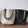 Evening Bags Knitted Shoulder Bag Casual Geometric Pattern Large Capacity Tote Reusable Handbags Women Girls