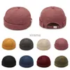 Beanie/Totenkopfkappen Vintage Herren Sommer Baumwolle ohne Krempe Skullies Cap Street Tragbare Docker-Hüte Mehrzweck-Beanie-Mütze Hip-Hop-Hüte Japanische INS YQ240207