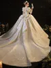 new Luxurious Long Sleeve satin Wedding Dresses Vestidos de Noiva Ball Gown Flowers Crystal Beading vintage Plus Size Wedding Dress Robe Arabic Mariage Bridal Gown R