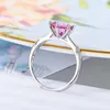 Küme halkaları doğal topaz basit 925 gümüş pembe yüzük günlük aşınma için 8mm 2ct vvs sınıf sterlin takı