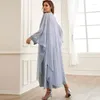 エスニック服2PCセットファッションアバヤドバイイスラム女性カーディガンローブ中東ソリッドカラーアラビアのアバヤ女性ドレス