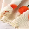 DAYIFUN femmes Orange broderie pull contraste couleur à manches longues col roulé tricot pulls femme automne mode pulls larges 240130