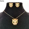 Necklace Earrings Set Donia Jewelry European And American Fashion Domineering Leopard Head Ladies Inlaid Zircon Silver Needle Luxury