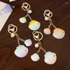 Keychains Fashion Colorful Gradual Harts Shell Pearl Cute Metal Keychain Bag Pendant Lady Car Key Chain Women Girl Keyring Gift Jewelry