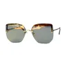 Sonnenbrille 2024 Großer Rahmen Farbverlauf Sonnenbrille Mode Quadratisch Randlos Retro Vintage Luxus UV400