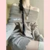 HOUZHOU Y2k Mini robe tricotée femmes Grunge épaules dénudées longs pulls Sexy robes moulantes hiver coréen Streetwear 240122
