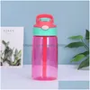 Bottiglie d'acqua 450 ml Bottiglia di plastica per bambini Tazza Sippy Bpa a prova di perdite Bocca larga con coperchio e consegna a goccia per la casa Giardino Cucina Din Dhtit