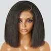 Glueless Kinky reta 134 peruca frontal de renda curta Bob Human Hair Wigs Desgas