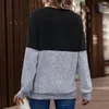 Chemisiers pour femmes respirant col en V haut femmes à manches longues T-shirt Colorblock col en V pour le printemps doux