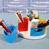 Rotierender Schreibtisch-Organizer, 6 Segmente, 3 Farben, Stifthalter, Desktop-Kunstbedarf für Zuhause, Schule, Büro 240125