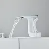 Bathroom Sink Faucets White/Black/Gray Basin Faucet Deck Mounted Waterfall Vessel Mixer Tap Single Handle Cold Water