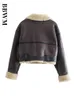 Tarf Woman's Fashion Thick Warm Faux Shearling Jacket Coat Vintage Long Sleeve Belt Hem Female Outerwear Chic Tops 240123