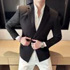 Högkvalitativ solid färg Enkelt breasted Men Blazers Business Casual kostym Jacka Wedding Groom Dress Coats Costume Homme 240201