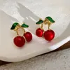 Boucles d'oreilles à tige Vintage, vin français, rouge, cerise, tempérament, baies